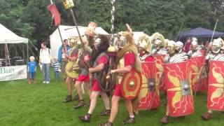 Roman Reenactment at the Amphitheatre in Caerleon Marching In [upl. by Naashar]