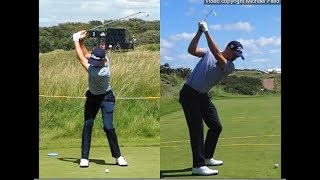 Justin Thomas golf swing  Long Iron faceon amp downtheline July 2017 [upl. by Pentha]