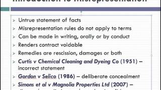 Misrepresentation Lecture 1 of 4 [upl. by Ayamahs599]